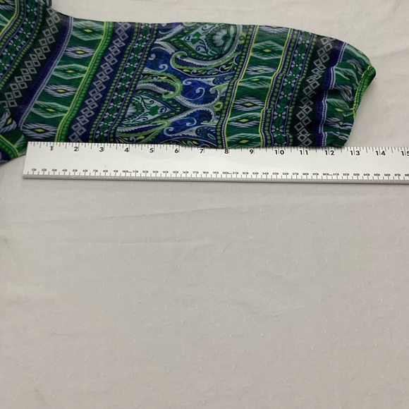 Liz Claiborne Womens Green Blue Paisley Print 3/4 Sleeve Blouse Top Size M - Picture 4 of 9